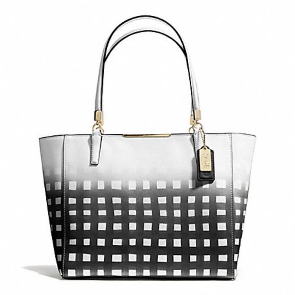 Coach Madison East Wes Tote Gingham Saffiano 30118 - Picture 1 of 9